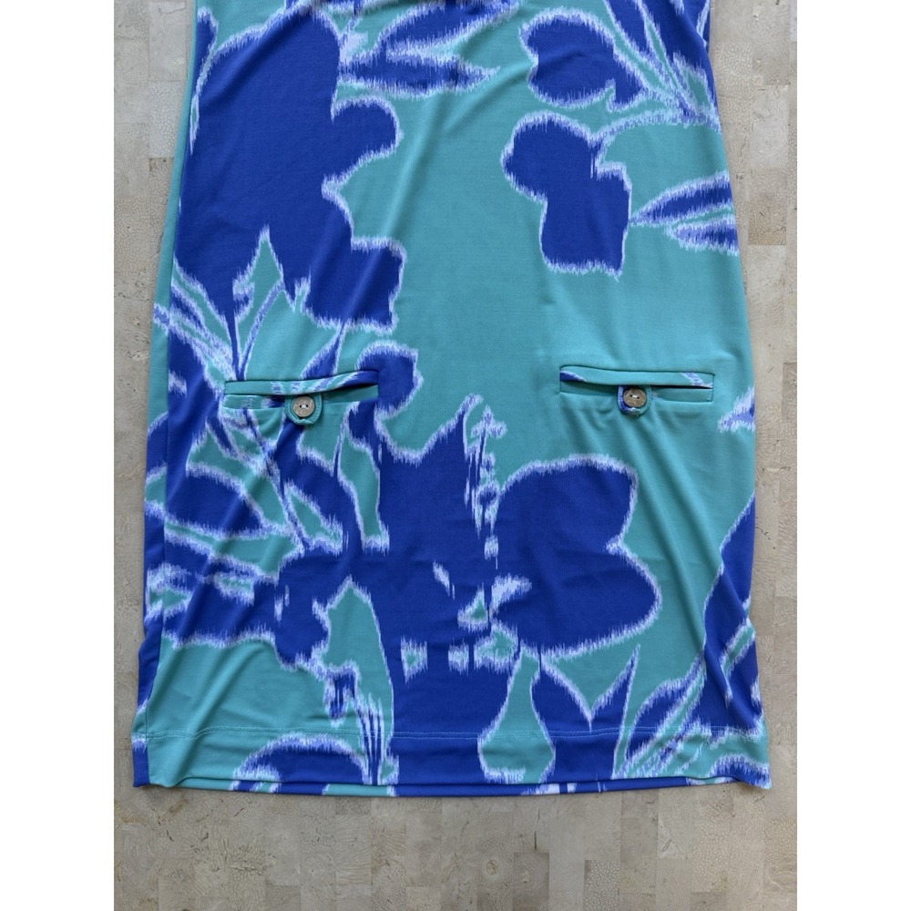 Tori Richard Honolulu‎ Turquoise Purple Ikat Dress Slinky Stretch Womens XXS - Picture 5 of 8